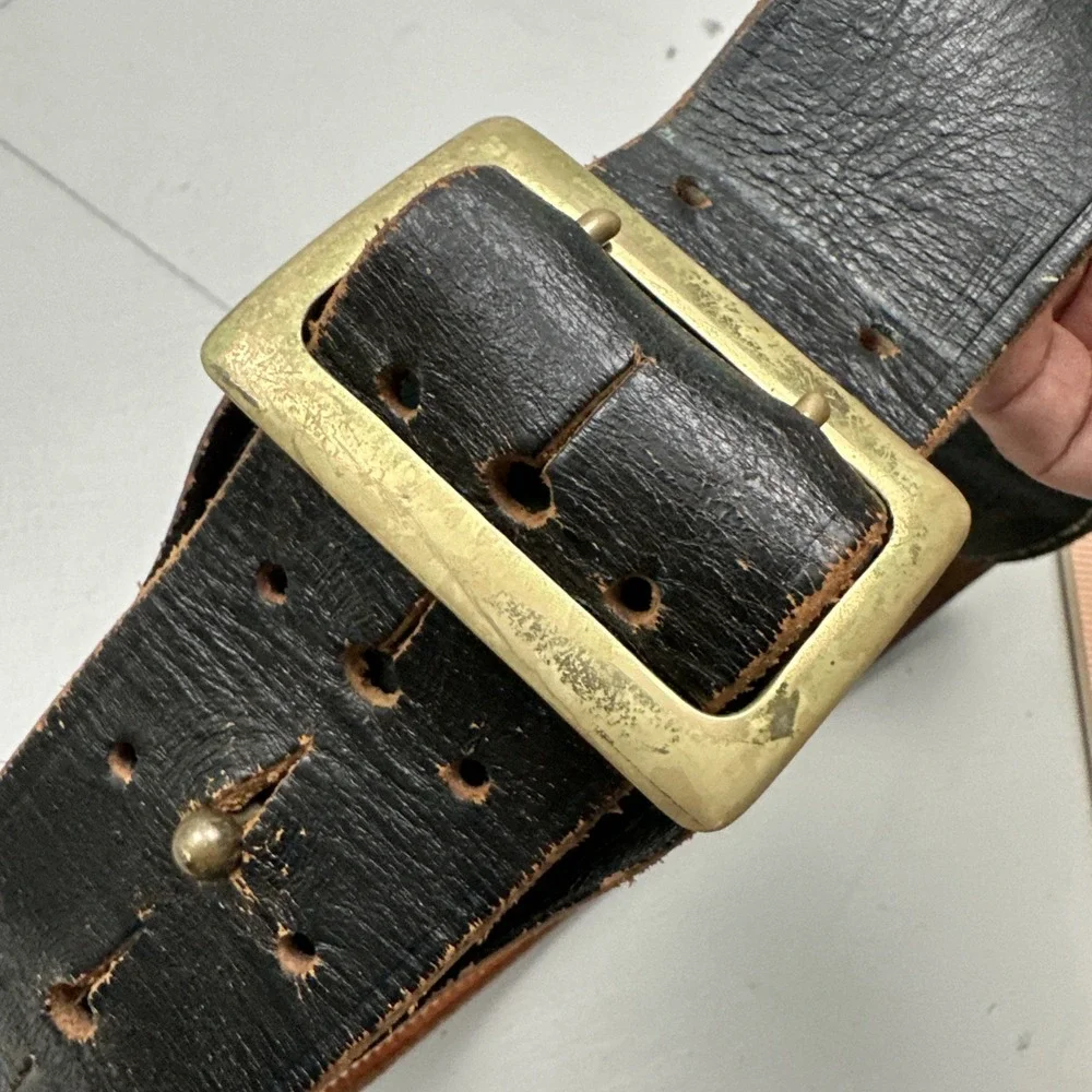 VTG Jay-Pee Sam Browne Duty Belt Size 42 Police Black Leather 2 1/4